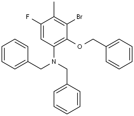 Benzenemethanamine, N-[3-bromo-5-fluoro-4-methyl-2-(phenylmethoxy)phenyl]-N-(phenylmethyl)- Struktur