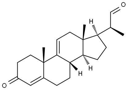 (S)-2-((8S,10S,13S,14S,17R)-10,13-dimethy1-3-oxo-2,3,6,7,8,10,12,13,14,15,16,17-dodecahydro-1H- cyclopenta[alphenanthren-17-yl)propanal Struktur