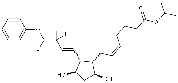 5-Heptenoic acid, 7-[(1S,2R,3R,5S)-3,5-dihydroxy-2-[(1E)-3,3,4-trifluoro-4-phenoxy-1-buten-1-yl]cyclopentyl]-, 1-methylethyl ester, (5Z)- Struktur