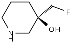 3-Piperidinol, 3-(fluoromethyl)-, (3R)- Struktur