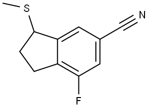 7-fluoro-3-(methylthio)-2,3-dihydro-1H-indene-5-carbonitrile Struktur