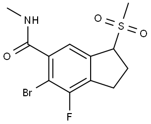 6-bromo-7-fluoro-N-methyl-3-(methylsulfonyl)-2,3-dihydro-1H-indene-5-carboxamide Struktur