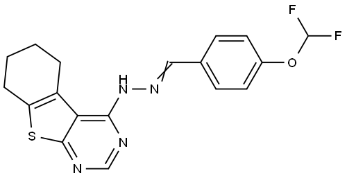 4-(DIFLUOROMETHOXY)BENZALDEHYDE 5,6,7,8-TETRAHYDRO[1]BENZOTHIENO[2,3-D]PYRIMIDIN-4-YLHYDRAZONE Struktur