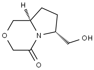 1H-Pyrrolo[2,1-c][1,4]oxazin-4(3H)-one, tetrahydro-6-(hydroxymethyl)-, (6R,8aR)- Struktur