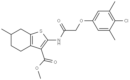 METHYL 2-{[(4-CHLORO-3,5-DIMETHYLPHENOXY)ACETYL]AMINO}-6-METHYL-4,5,6,7-TETRAHYDRO-1-BENZOTHIOPHENE-3-CARBOXYLATE Struktur