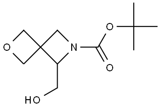 2-Oxa-6-azaspiro[3.3]heptane-6-carboxylic acid, 5-(hydroxymethyl)-, 1,1-dimethylethyl ester Struktur