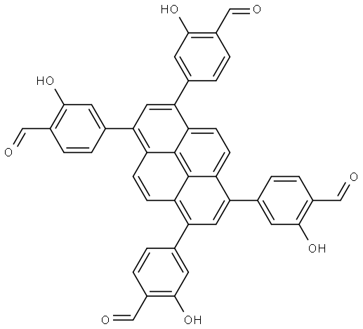 1,3,6,8-tetrakis(4-formyl-3-hydroxylphenyl)pyrene Struktur