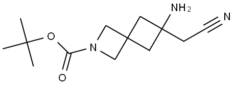 tert-butyl 6-amino-6-(cyanomethyl)-2-azaspiro[3.3]heptane-2-carboxylate Struktur