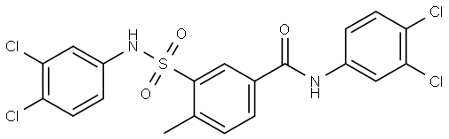 Benzamide, N-(3,4-dichlorophenyl)-3-[[(3,4-dichlorophenyl)amino]sulfonyl]-4-methyl- Struktur