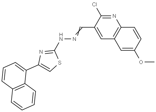 3-Quinolinecarboxaldehyde, 2-chloro-6-methoxy-, 2-[4-(1-naphthalenyl)-2-thiazolyl]hydrazone Struktur