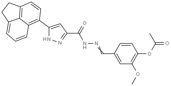 4-[(E)-({[3-(1,2-DIHYDRO-5-ACENAPHTHYLENYL)-1H-PYRAZOL-5-YL]CARBONYL}HYDRAZONO)METHYL]-2-METHOXYPHENYL ACETATE Struktur