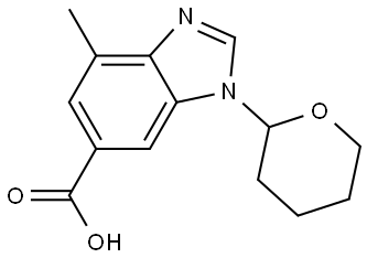 1H-Benzimidazole-6-carboxylic acid, 4-methyl-1-(tetrahydro-2H-pyran-2-yl)- Struktur