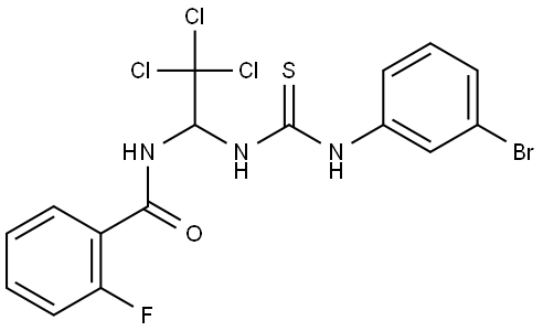 N-(1-(((3-BROMOANILINO)CARBOTHIOYL)AMINO)2,2,2-TRICHLOROETHYL)-2-FLUOROBENZAMIDE Struktur