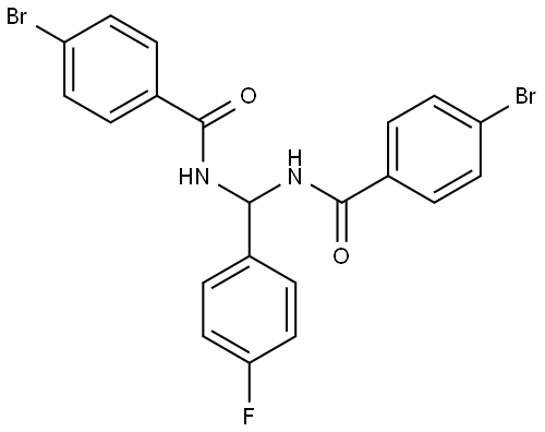 4-BROMO-N-(((4-BROMOBENZOYL)AMINO)(4-FLUOROPHENYL)METHYL)BENZAMIDE Struktur