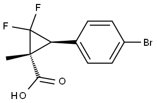 Cyclopropanecarboxylic acid, 3-(4-bromophenyl)-2,2-difluoro-1-methyl-, (1R,3S)- Struktur