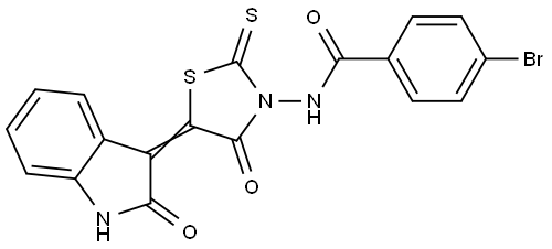 4-BROMO-N-[(5Z)-4-OXO-5-(2-OXO-1,2-DIHYDRO-3H-INDOL-3-YLIDENE)-2-THIOXO-1,3-THIAZOLIDIN-3-YL]BENZAMIDE Struktur