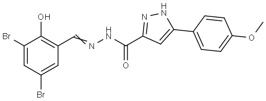 N'-(3,5-DIBROMO-2-HYDROXYBENZYLIDENE)-3-(4-MEO-PH)-1H-PYRAZOLE-5-CARBOHYDRAZIDE Struktur