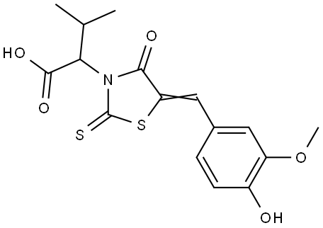 2-[(5E)-5-(4-HYDROXY-3-METHOXYBENZYLIDENE)-4-OXO-2-THIOXO-1,3-THIAZOLIDIN-3-YL]-3-METHYLBUTANOIC ACID Struktur