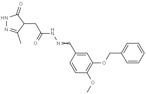 N'-{(E)-[3-(BENZYLOXY)-4-METHOXYPHENYL]METHYLIDENE}-2-(3-METHYL-5-OXO-4,5-DIHYDRO-1H-PYRAZOL-4-YL)ACETOHYDRAZIDE Struktur