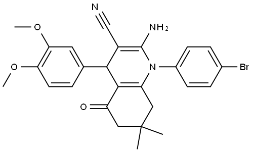 2-AMINO-1-(4-BROMOPHENYL)-4-(3,4-DIMETHOXYPHENYL)-7,7-DIMETHYL-5-OXO-1,4,5,6,7,8-HEXAHYDRO-3-QUINOLINECARBONITRILE Struktur