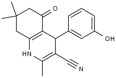 4-(3-HO-PH)-2,7,7-TRIMETHYL-5-OXO-1,4,5,6,7,8-HEXAHYDRO-3-QUINOLINECARBONITRILE Struktur