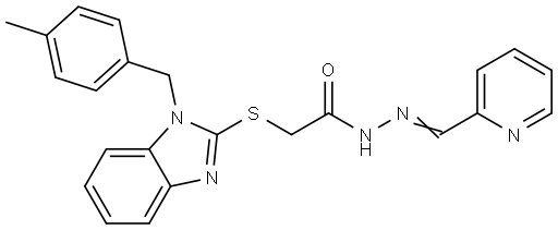 2-{[1-(4-METHYLBENZYL)-1H-BENZIMIDAZOL-2-YL]SULFANYL}-N'-[(E)-2-PYRIDINYLMETHYLIDENE]ACETOHYDRAZIDE Struktur