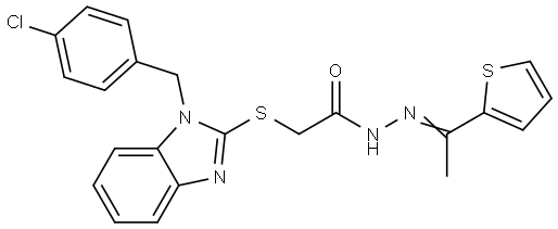 2-{[1-(4-CHLOROBENZYL)-1H-BENZIMIDAZOL-2-YL]SULFANYL}-N'-[(E)-1-(2-THIENYL)ETHYLIDENE]ACETOHYDRAZIDE Struktur