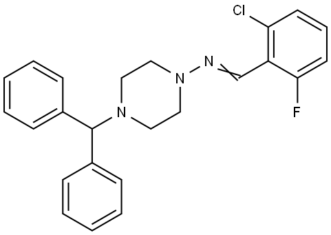 4-BENZHYDRYL-N-(2-CHLORO-6-FLUOROBENZYLIDENE)-1-PIPERAZINAMINE Struktur