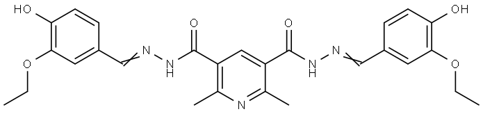 N',N'-3,5-BIS(3-ETHOXY-4-HO-BENZYLIDENE)-2,6-DI-ME-3,5-PYRIDINEDICARBOHYDRAZIDE Struktur