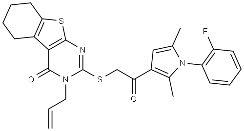 3-ALLYL-2-({2-[1-(2-FLUOROPHENYL)-2,5-DIMETHYL-1H-PYRROL-3-YL]-2-OXOETHYL}SULFANYL)-5,6,7,8-TETRAHYDRO[1]BENZOTHIENO[2,3-D]PYRIMIDIN-4(3H)-ONE Struktur