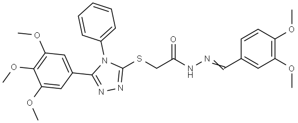 N'-[(E)-(3,4-DIMETHOXYPHENYL)METHYLIDENE]-2-{[4-PHENYL-5-(3,4,5-TRIMETHOXYPHENYL)-4H-1,2,4-TRIAZOL-3-YL]SULFANYL}ACETOHYDRAZIDE Struktur