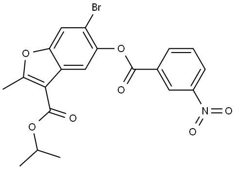 ISOPROPYL 6-BROMO-2-METHYL-5-((3-NITROBENZOYL)OXY)-1-BENZOFURAN-3-CARBOXYLATE Struktur