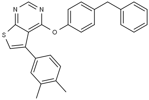 4-(4-BENZYLPHENOXY)-5-(3,4-DIMETHYLPHENYL)THIENO(2,3-D)PYRIMIDINE Struktur