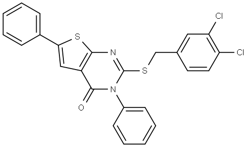 2-((3,4-DICHLOROBENZYL)THIO)-3,6-DIPHENYLTHIENO(2,3-D)PYRIMIDIN-4(3H)-ONE Struktur