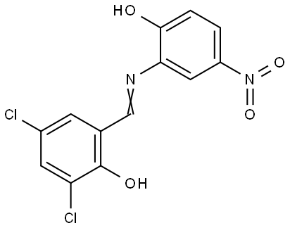 2,4-DICHLORO-6-{(E)-[(2-HYDROXY-5-NITROPHENYL)IMINO]METHYL}PHENOL Struktur