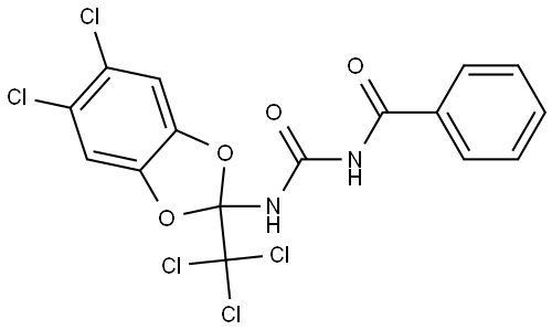 N-BENZOYL-N'-(5,6-DICHLORO-2-(TRICHLOROMETHYL)-1,3-BENZODIOXOL-2-YL)UREA Struktur