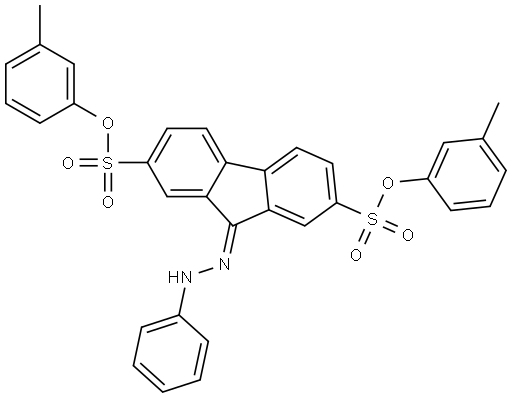 BIS(3-METHYLPHENYL) 9-(PHENYLHYDRAZONO)-9H-FLUORENE-2,7-DISULFONATE Struktur