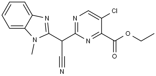 ET 5-CL-2-(CYANO(1-METHYL-1H-BENZIMIDAZOL-2-YL)METHYL)-4-PYRIMIDINECARBOXYLATE Struktur