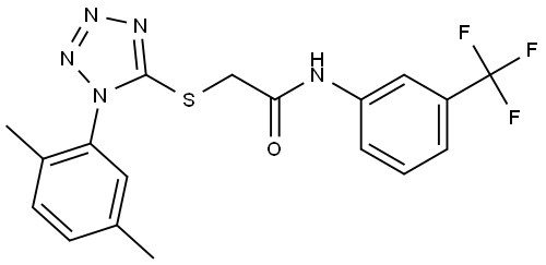 2-((1-(2,5-DIMETHYLPHENYL)-1H-TETRAAZOL-5-YL)THIO)-N-(3-(TRI-F-ME)PH)ACETAMIDE Struktur