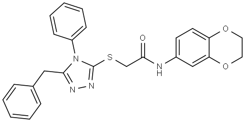 2-[(5-BENZYL-4-PHENYL-4H-1,2,4-TRIAZOL-3-YL)SULFANYL]-N-(2,3-DIHYDRO-1,4-BENZODIOXIN-6-YL)ACETAMIDE Struktur