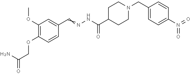 2-{2-METHOXY-4-[(E)-({[1-(4-NITROBENZYL)-4-PIPERIDINYL]CARBONYL}HYDRAZONO)METHYL]PHENOXY}ACETAMIDE Struktur