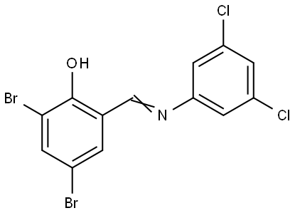 2,4-DIBROMO-6-((3,5-DICHLORO-PHENYLIMINO)-METHYL)-PHENOL Struktur