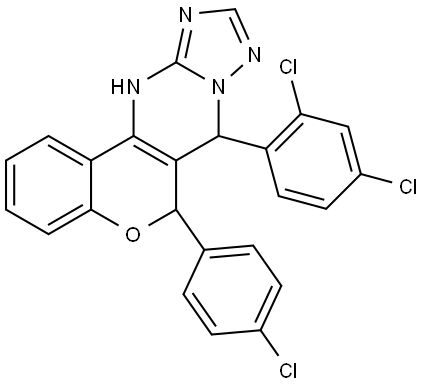 6-(4-CHLOROPHENYL)-7-(2,4-DICHLOROPHENYL)-7,12-DIHYDRO-6H-CHROMENO[4,3-D][1,2,4]TRIAZOLO[1,5-A]PYRIMIDINE Struktur