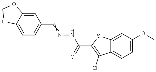 N'-(1,3-BENZODIOXOL-5-YLMETHYLENE)-3-CL-6-MEO-1-BENZOTHIOPHENE-2-CARBOHYDRAZIDE Struktur