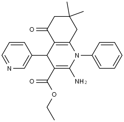 ETHYL 2-AMINO-7,7-DIMETHYL-5-OXO-1-PHENYL-4-(3-PYRIDINYL)-1,4,5,6,7,8-HEXAHYDRO-3-QUINOLINECARBOXYLATE Struktur