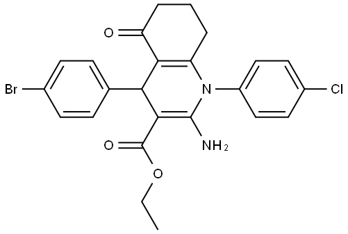 ETHYL 2-AMINO-4-(4-BROMOPHENYL)-1-(4-CHLOROPHENYL)-5-OXO-1,4,5,6,7,8-HEXAHYDRO-3-QUINOLINECARBOXYLATE Struktur