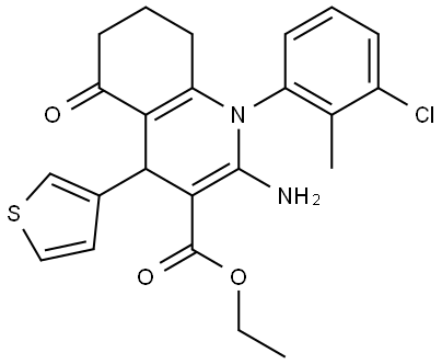 ETHYL 2-AMINO-1-(3-CHLORO-2-METHYLPHENYL)-5-OXO-4-(3-THIENYL)-1,4,5,6,7,8-HEXAHYDRO-3-QUINOLINECARBOXYLATE Struktur