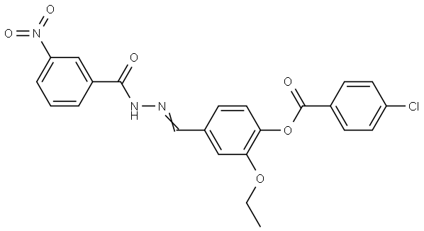 2-ETHOXY-4-(2-(3-NITROBENZOYL)CARBOHYDRAZONOYL)PHENYL 4-CHLOROBENZOATE Struktur