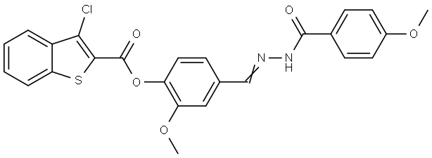 2-MEO-4(2-(4-MEO-BENZOYL)CARBOHYDRAZONOYL)PH 3-CL-1-BENZOTHIOPHENE-2-CARBOXYLATE Struktur