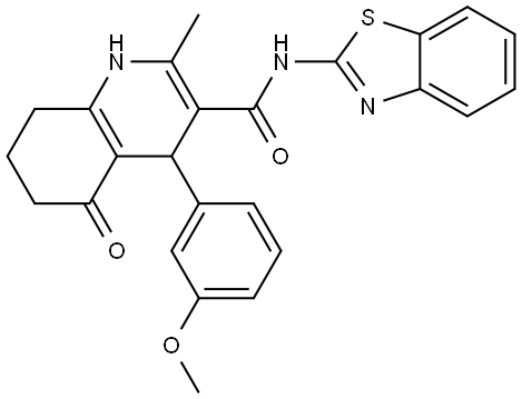 N-(1,3-BENZOTHIAZOL-2-YL)-4-(3-METHOXYPHENYL)-2-METHYL-5-OXO-1,4,5,6,7,8-HEXAHYDRO-3-QUINOLINECARBOXAMIDE Struktur